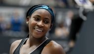 Cori Gauff of US reacts during the WTA-Upper Austria Ladies final tennis match against Jelena Ostapenko of Latvia (unseen) on October 13, 2019 in Linz, Austria.  AFP / APA / Barbara Gindl 