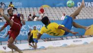 Brazil vs Utd Arab Emirates in Men's Beach Soccer Preliminary Group A at Katara Beach during day three of the 1st ANOC World Beach Games Qatar 2019 (Photo Konstantinos Tsakalidis / Laurel Photo Services)