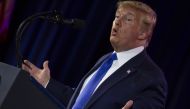 In this file photo taken on October 12, 2019 US President Donald Trump speaks at the Values Voter Summit at the Omni Shoreham Hotel in Washington, DC. / AFP / Eric BARADAT