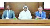 Sheikh Dr Thani bin Ali Al Thani (centre), Board member for International Relations at Qatar International Centre for Conciliation and Arbitration (QICCA), and QICCA Consultant Dr Minas Khatchadorian (right) during a legal symposium in Doha recently. 