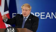 Britain's Prime Minister Boris Johnson speaks during a news conference at the European Union leaders summit dominated by Brexit, in Brussels, Belgium October 17, 2019. REUTERS/Piroschka van de Wouw
