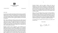 A screen grab of a handout image released by 10 Downing Street on October 19, 2019 shows the two pages of the letter sent by British Prime Minister Boris Johnson to President Tusk explaining why he feels that further delay is not in Britain's and the EU's