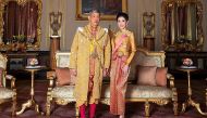 In this file undated handout from Thailand's Royal Office received on August 26, 2019, Thailand's King Maha Vajiralongkorn poses with royal noble consort Sineenat Bilaskalayani, also known as Sineenat Wongvajirapakdi. AFP