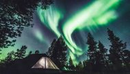 The Aurora Borealis (Northern Lights) is seen in the sky in Ivalo of Lapland, Finland September 27, 2019. Picture taken September 27, 2019. Reuters/Alexander Kuznetsov 
