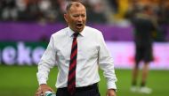 England's head coach Eddie Jones attends a warm-up session before the Japan 2019 Rugby World Cup quarter-final match between England and Australia at the Oita Stadium in Oita on October 19, 2019. / AFP / GABRIEL BOUYS 