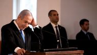 Israeli Prime Minister Benjamin Netanyahu speaks during a memorial ceremony held at the supreme court honouring former Supreme Court president Meir Shamgar who died on Saturday in Jerusalem October 22, 2019. Reuters/Ronen Zvulun