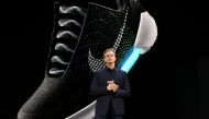 Nike's Mark Parker reveals their latest innovative sports products during an event in New York on March 16, 2016. AFP / Jewel Samad