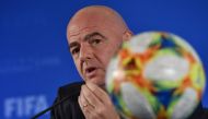 FIFA President Gianni Infantino speaks at a press conference during the football federation's Council meeting in Shanghai on October 24, 2019. FIFA has awarded the inaugural edition of its expanded 24-team Club World Cup to China, the association's presid