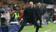 Real Madrid's French coach Zinedine Zidane gestures during the UEFA Champions League group A football match between Galatasaray and Real Madrid on October 22, 2019 at the Ali Sami Yen Spor Kompleksi in Istanbul. / AFP / Gokhan KILICER