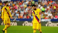 Barcelona's Lionel Messi looks dejected at the end of the match REUTERS/Javier Barbancho