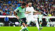 Karim Benzema of Real Madrid in action against Aissa Mandi of Real Betis Balompie during the La Liga match at Santiago Bernabeu Stadium on November 02, 2019 in Madrid, Spain. (Burak Akbulut/Anadolu Agency)