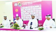 Ali Mohamed Al Kuwari (centre), President of Qatar Shooting and Archery Association, addressing the media during a press conference held at the Losail Shooting Range, yesterday. Picture: Syed Omar  