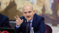 File photo of Turkish Interior Minister Suleyman Soylu speaks during a news conference for foreign media correspondents in Istanbul, Turkey, August 21, 2019. Ahmet Bolat/Pool via REUTERS/File Photo