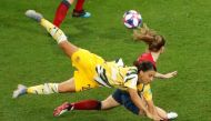 Australia's Sam Kerr in action during a match against Norway in Round 16 of Women's World Cup Football, Allianz Riviera, Nice, France, June 22, 2019. Reuters/Jean-Paul Pelissier