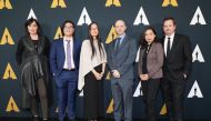 (L-R) Karen McDermott, Aaron Chung, Jen Yuh Nelson, Walker McKnight, Renee Pillai and Sean Malcolm attend the Academy Nicholl Fellowships Screenwriting Awards at AMPAS Samuel Goldwyn Theater on November 07, 2019 in Beverly Hills, California. Rachel Luna/G