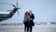 US President Donald Trump and US First Lady Melania Trump walk to Air Force One at John F Kennedy International Airport November 12, 2019, in New York,  AFP / Brendan Smialowski
 