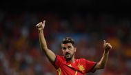 FILE PHOTO: Spain's forward David Villa waves as he celebrates their victory at the end of the World Cup 2018 qualifier football match Spain vs Italy at the Santiago Bernabeu stadium in Madrid.   AFP / GABRIEL BOUYS