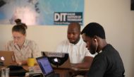 Students take part in an AI programming course at the Dakar Institute of Technology in Dakar, Senegal. November 5, 2019. Thomson Reuters Foundation/Nellie Peyton