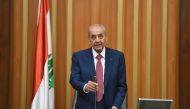 Lebanese Parliament Speaker Nabih Berri speaking after being re-elected, to a sixth consecutive term, at the parliament in downtown Beirut on May 23, 2018.  AFP / Lebanese Parliament 