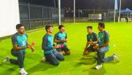 FROM LEFT: Pakistan pacers Imran Khan, Shaheen Afridi, Muhammad Musa, Naseem Shah and Muhammad Abbas during a training session in Sydney. 