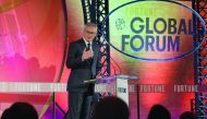 French Economy and Finance Minister Bruno Le Maire addresses the audience during the Fortune Global Forum event in Paris on November 18, 2019. AFP / Eric Piermont