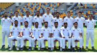 Pakistan's cricket team players pose for a group photo prior to a training session at Gabba in Brisbane on November 20, 2019, ahead of the first cricket Test match against Australia. / AFP / AFP / Saeed KHAN 