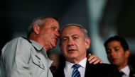 FILE PHOTO: Benjamin Netanyahu and Benny Gantz speak during the opening ceremony of the 19th Maccabiah Games at Teddy Stadium in Jerusalem, July 18, 2013. Reuters / Baz Ratner