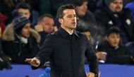 Everton's Portuguese manager Marco Silva gestures on the touchline during the English Premier League football match between Leicester City and Everton at King Power Stadium in Leicester, central England on December 1, 2019. AFP / Adrian Dennis 