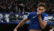 Dominic Calvert-Lewin celebrates scoring their second goal Action . December 7, 2019 . Reuters/Molly 
