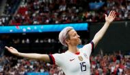 Soccer Football - Women's World Cup - Quarter Final - France v United States - Parc des Princes, Paris, France - June 28, 2019 Megan Rapinoe of the U.S. celebrates scoring their first goal. /REUTERS 