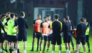 Al Sadd’s coach Xavi Haernandez giving instructions to his players during a training session in Doha, ahead of their FIFA Club World Cup’s opening match against Hienghene Sport which will be played at the Jassim Bin Hamad Stadium today.  