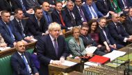 A video grab from footage broadcast by the UK Parliament's Parliamentary Recording Unit (PRU) shows Britain's Prime Minister Boris Johnson speaking at the opening of the Second Reading of the European Union (Withdrawal Agreement) 
