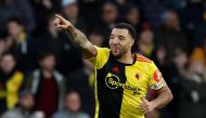 Watford's Troy Deeney celebrates scoring their second goal from the penalty spot. Action Images via Reuters/Paul Childs