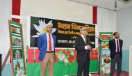 Ashud Ahmed, Ambassador of Bangladesh, speaking during the celebration of 49th Victory Day of Bangladesh at Bangladesh MHM School and College. 