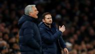 Chelsea manager Frank Lampard and Tottenham Hotspur manager Jose Mourinho react REUTERS/Eddie Keogh
