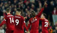Liverpool's Sadio Mane celebrates scoring their first goal REUTERS/Andrew Yates