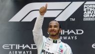 Lewis Hamilton celebrates after winning the race  Formula One F1. Abu Dhabi. December 1, 2019. /REUTERS/Hamad I Mohammed
