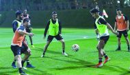 Al Sadd's players take part in  a practice session ahead of their QSL game against Al Arabi.