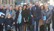 French Prime Minister Edouard Philippe and members of the French government arrive at the Elysee Palace for the first weekly cabinet meeting of the year in Paris, France, January 6, 2020. Michel Euler/Pool via Reuters