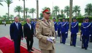 Iraqi Defence Minister Khalid al-Obaidi and his French counterpart Jean-Yves Le Drian at the Iraqi defence ministry headquarters in Baghdad, April 11, 2016/. EPA / Iraqi Ministry Of Defence
