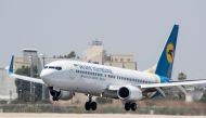 (FILES) In this file photo taken on July 4, 2017 a Boeing 737-3E7 from Ukraine Int. Airlines lands at Israel's Ben Gurion International airport on the outskirts of Tel Aviv. AFP / JACK GUEZ