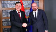 Libya's UN-recognised Prime Minister Fayez al-Sarraj meets European Council President Charles Michel in Brussels, Belgium January 8, 2020. Francisco Seco/Pool via Reuters
 