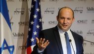 Isreali Defense Minister Naftali Bennett speaks at the Kohelet Policy Forum conference in Jerusalem, on January 8, 2020. AFP / Menahem Kahana
 