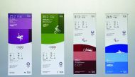 The ticket designs for the 2020 Tokyo Olympics and Paralympics are seen displayed for the media for a photo opportunity in Tokyo, Japan, January 15, 2020, in this photo taken by Kyodo. via Reuters