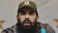 Pakistan's crikcet chief selector and head coach Misbah-ul-Haq addresses a press conference in Lahore on January 16, 2020. Pakistan recalled veterans Mohammad Hafeez and Shoaib Malik, but surprisingly dropped pacemen Mohammad Amir and Wahab Riaz from the 
