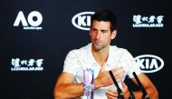 Serbia's Novak Djokovic speaks during a press conference ahead of the Australian Open tennis tournament in Melbourne on January 19, 2020. AFP / David Gray