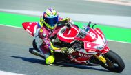A rider taking part in the races at the Losail International circuit yesterday.