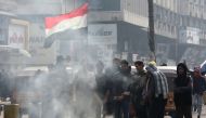 Iraqi anti-government protesters gather at al-Sinek bridge in the capital Baghdad on January 25, 2020. AFP / SABAH ARAR