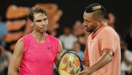 Spain's Rafael Nadal and Australia's Nick Kyrgios react after the match. REUTERS/Issei Kato