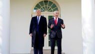U.S. President Donald Trump listens as he welcomes Israel's Prime Minister Benjamin Netanyahu at the White House in Washington, U.S., January 27, 2020. REUTERS/Kevin Lamarque